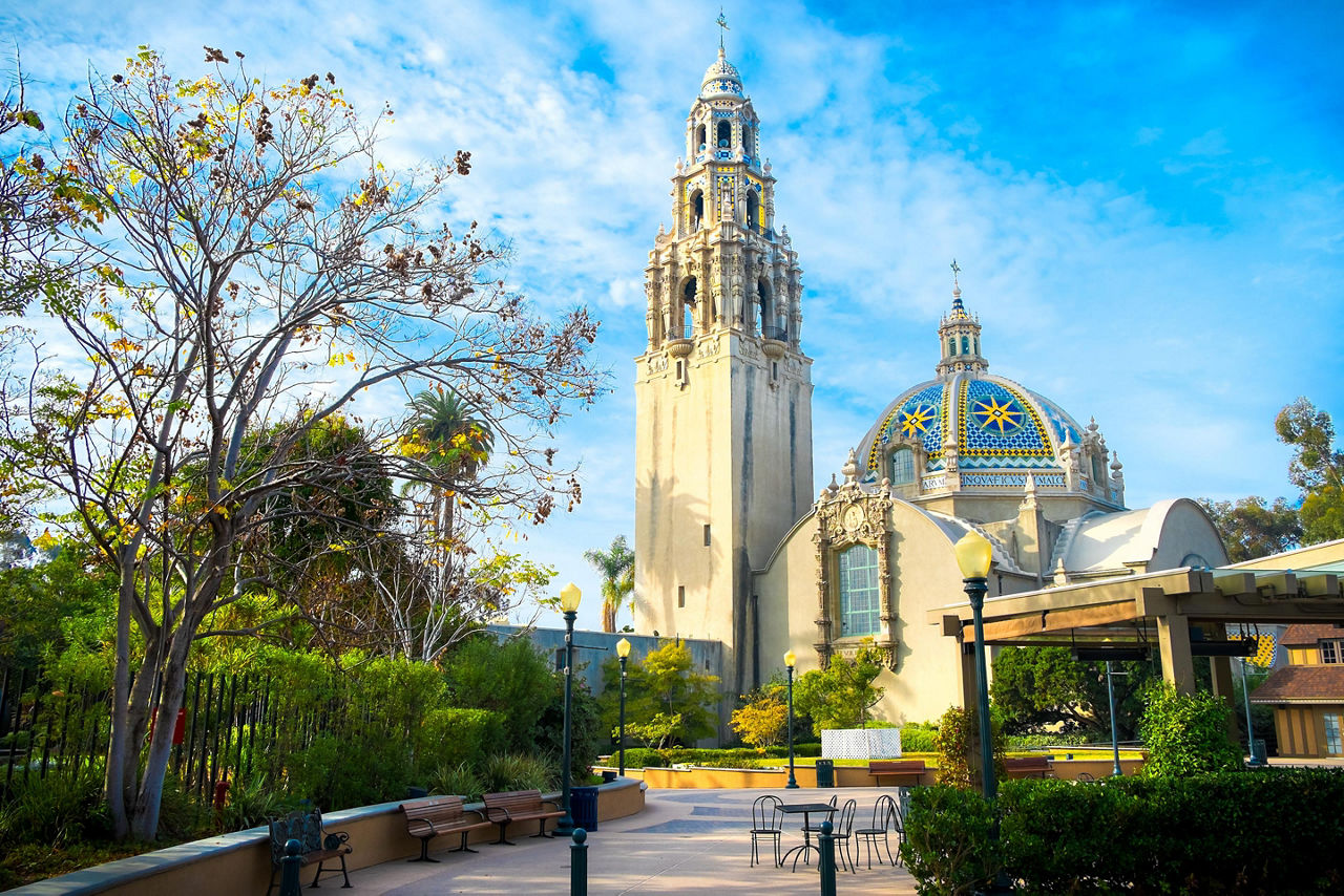 Balboa Park bell tower in San Diego, California