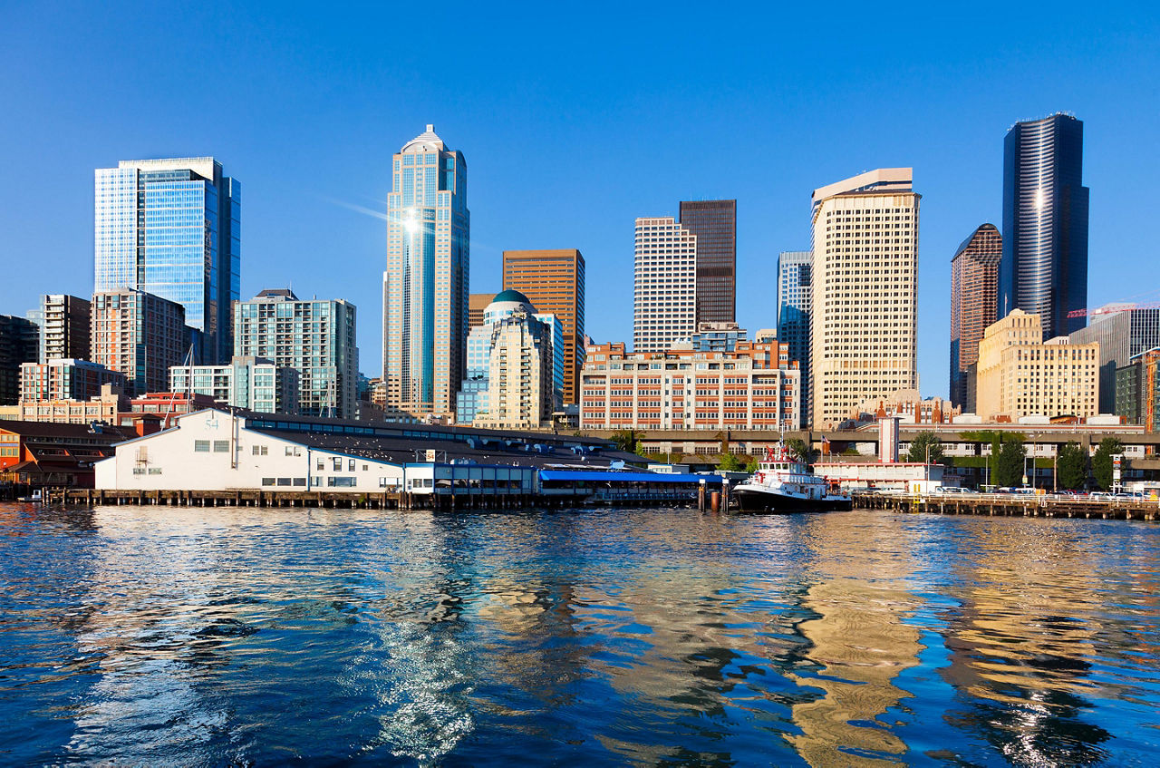 Seattle skyline viewed from the water, Seattle, Washington