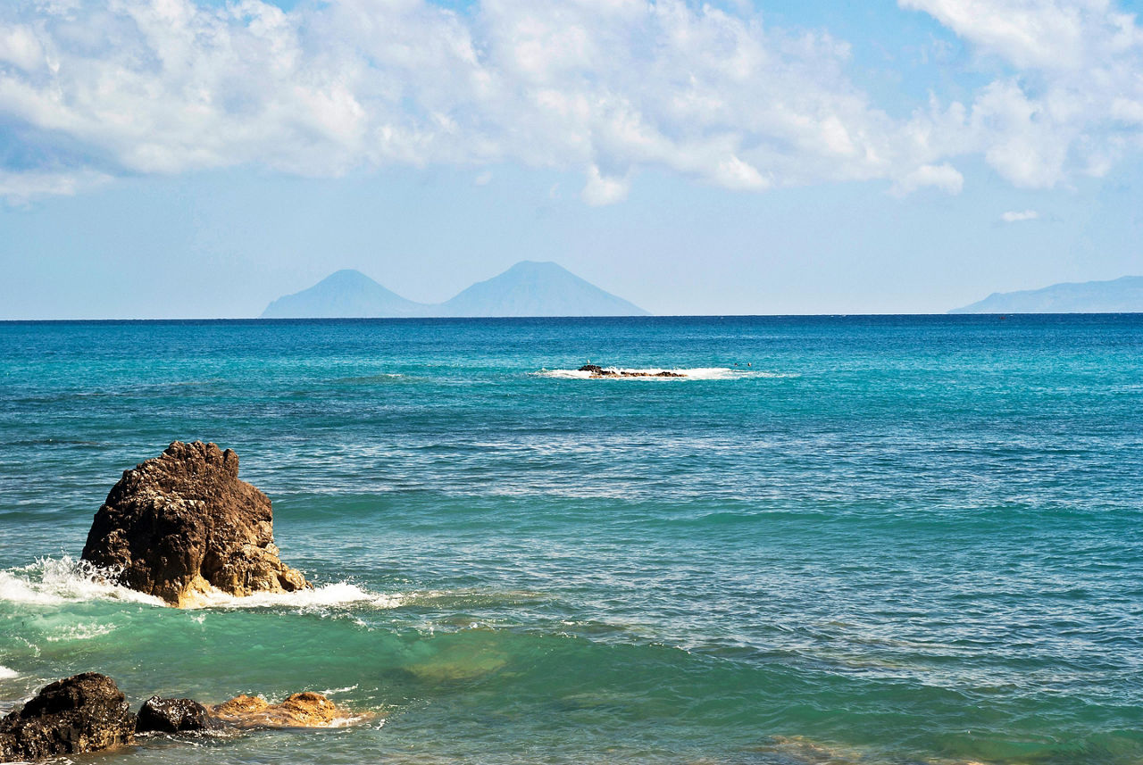 View of the Aeolian Islands off the coast of Messina
