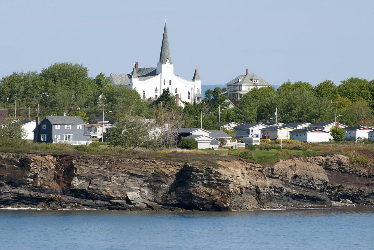 Buildings on a Coastal Cliff in Sydney, Nova Scotia