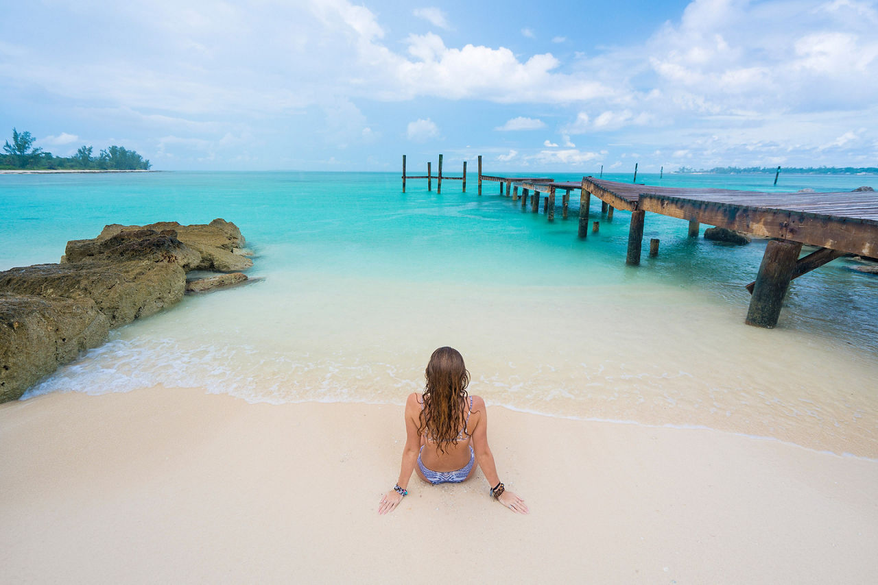 Woman Enjoying the Pristine Waters of the Bahamas