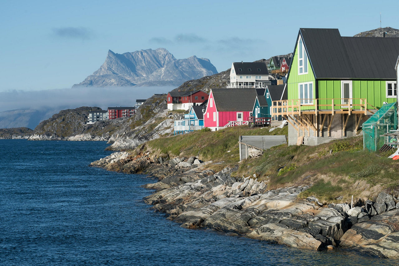 Colorful houses on the coast of Nuuk, Greenland