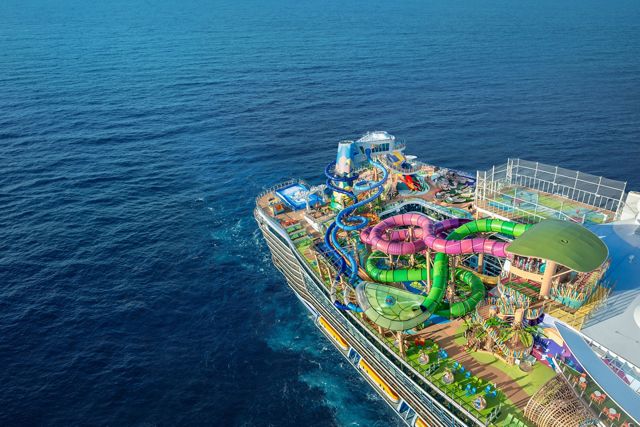 Icon of the Seas Cat6 Waterpark Aerial
