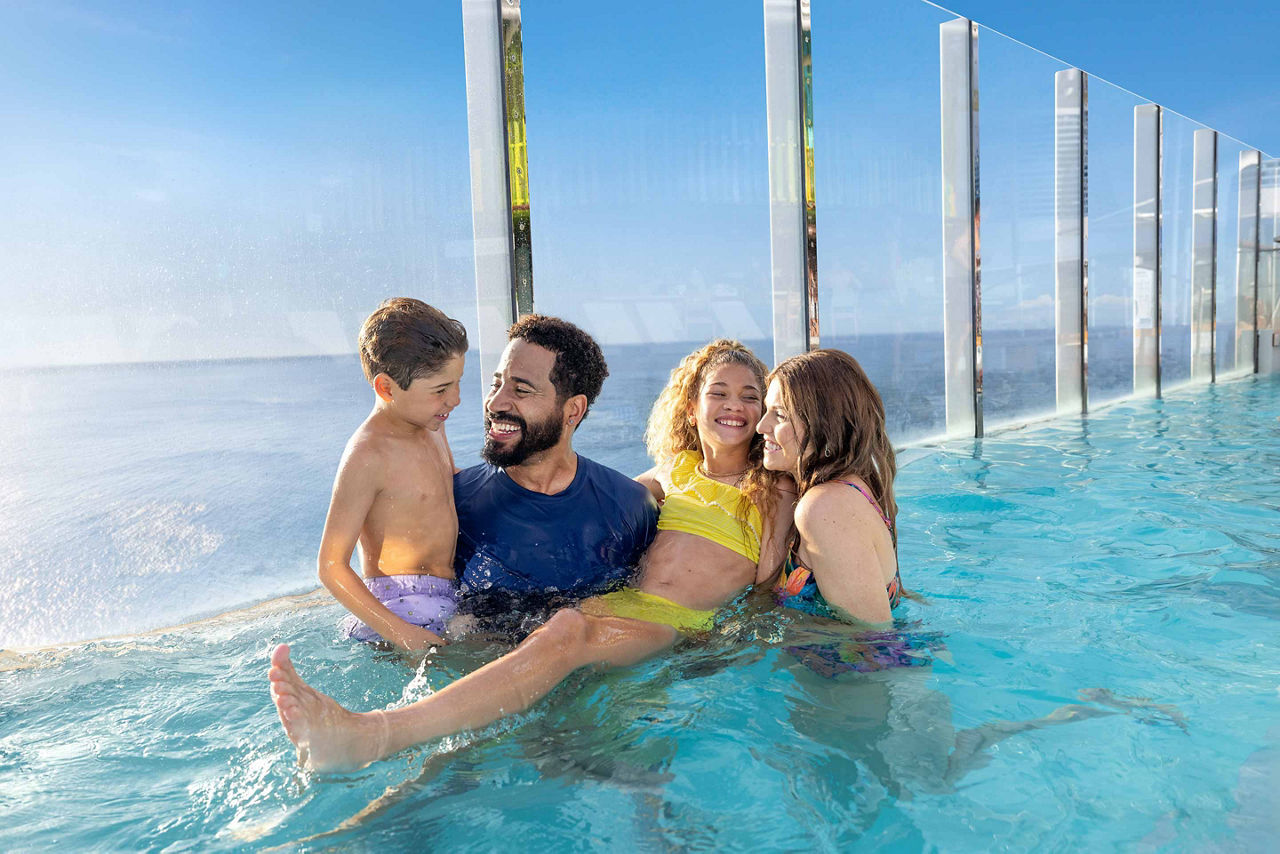 icon of the seas family at pool happy time cloudy view real enjoyment