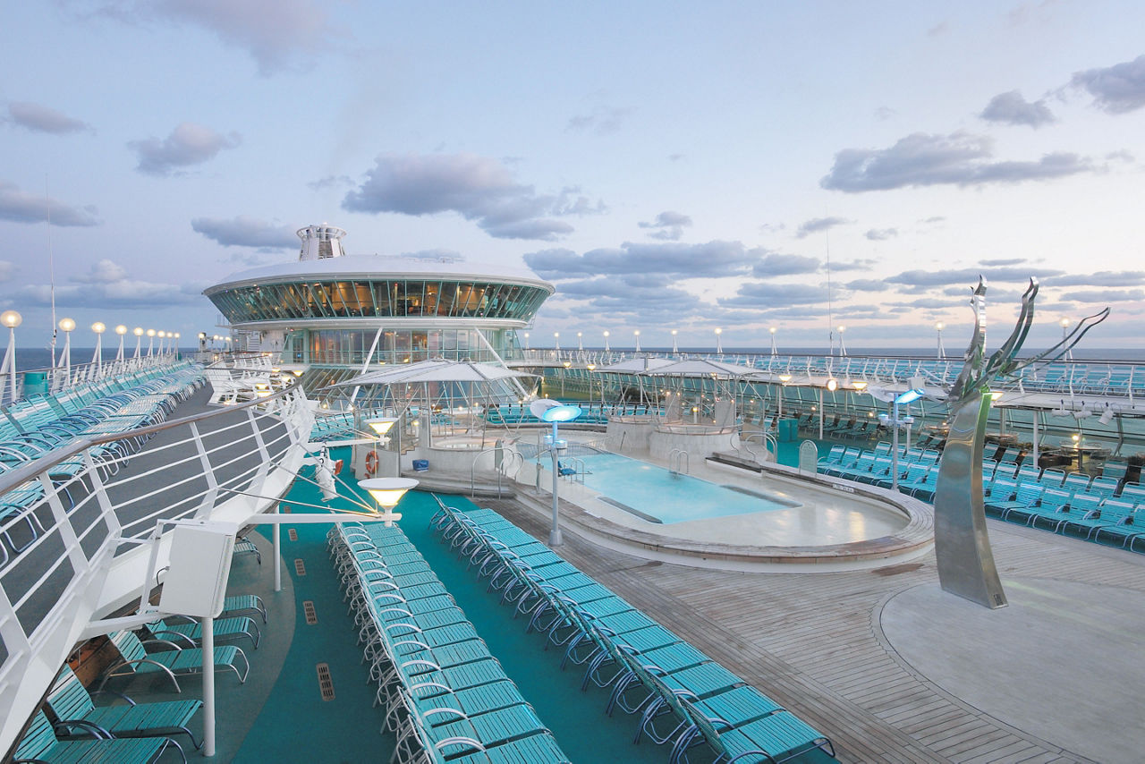 Vision of the Seas Solarium Pool Deck During Sunset