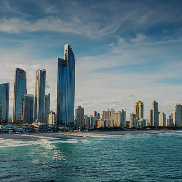 Gold Coast skyline and beachfront near Brisbane, Australia