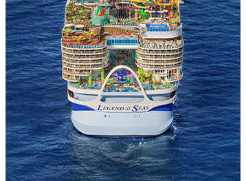 Aerial view of Legend of the Seas sailing at sea