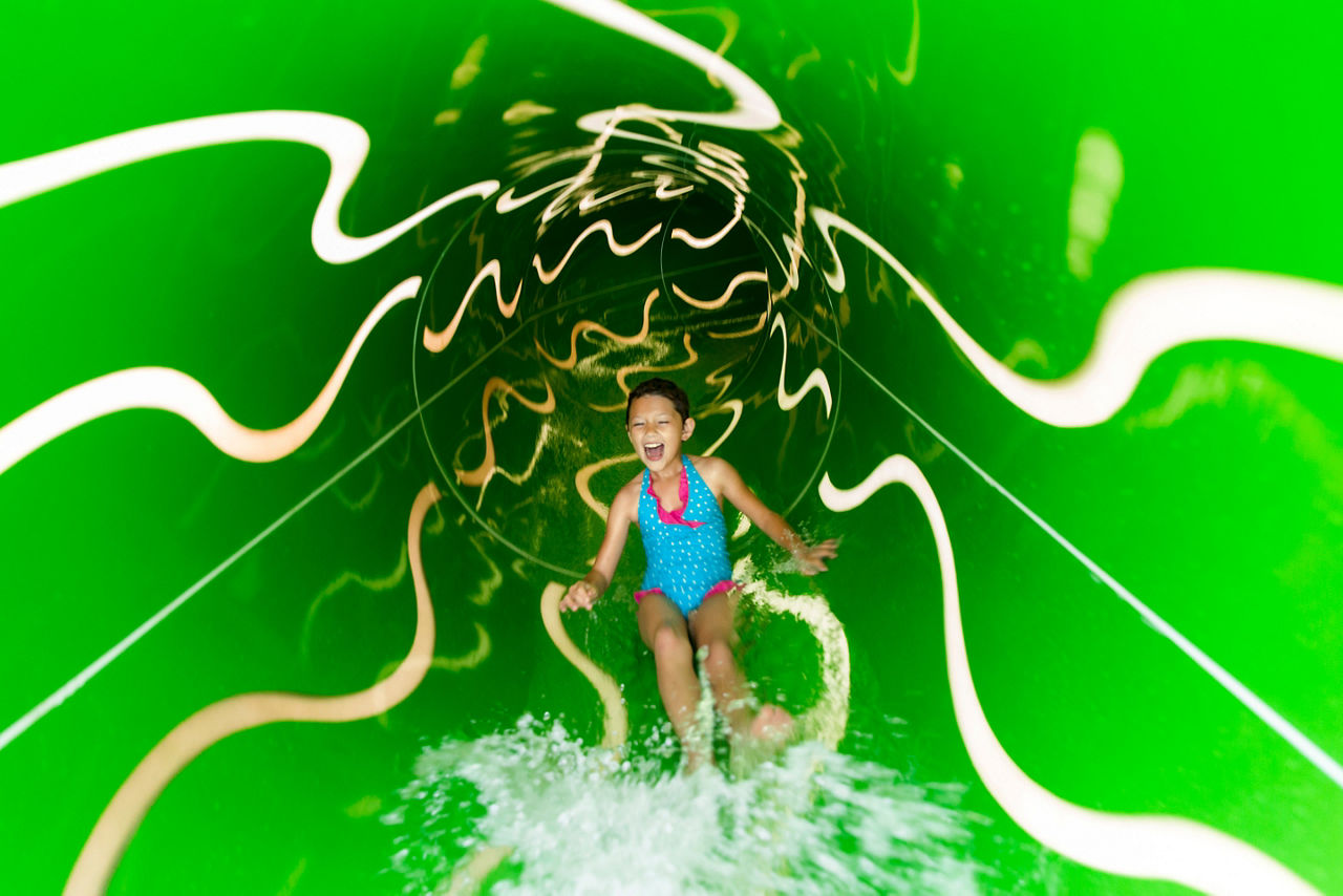 Girl Sliding Down the Perfect Storm