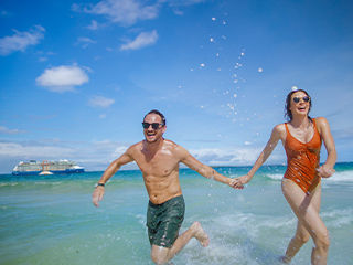 new nav couple caribbean bahamas running beach