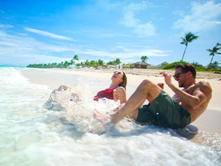 new nav couple caribbean bahamas slashing beach