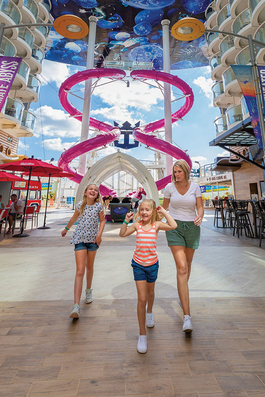 Oasis Class, Oasis of the Seas Daughters and Mom Taking a Boardwalk Stroll
