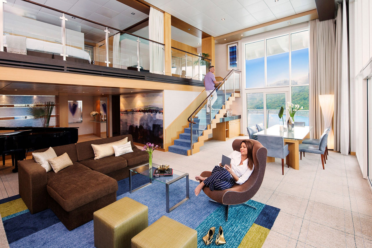 Oasis Class, Couple Enjoying the Royal Loft Interior Cabin