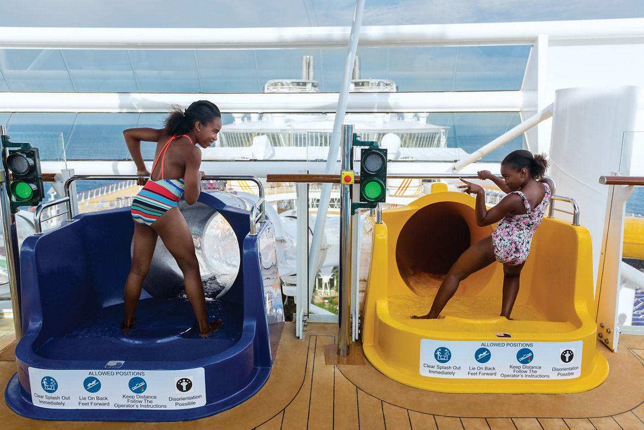 Sisters Competing on The Perfect Storm Slides