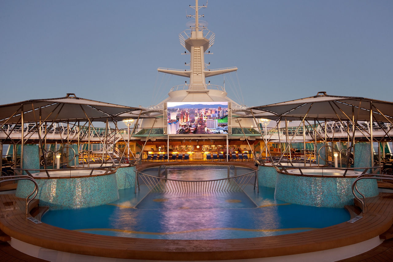 Outdoor Movie Screen by the Pool 