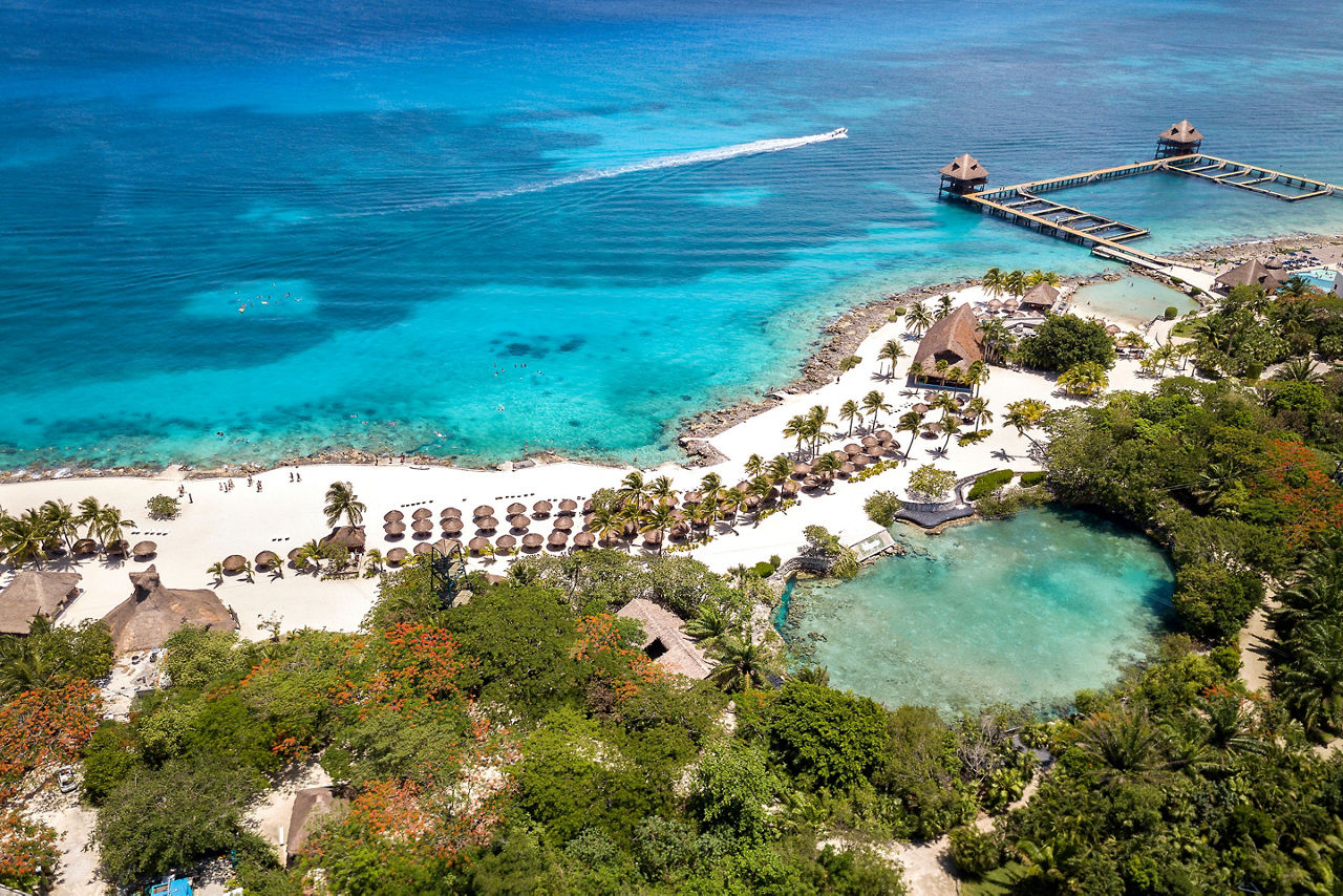 Aerial view of Chankanaab Park in Cozumel, Mexico