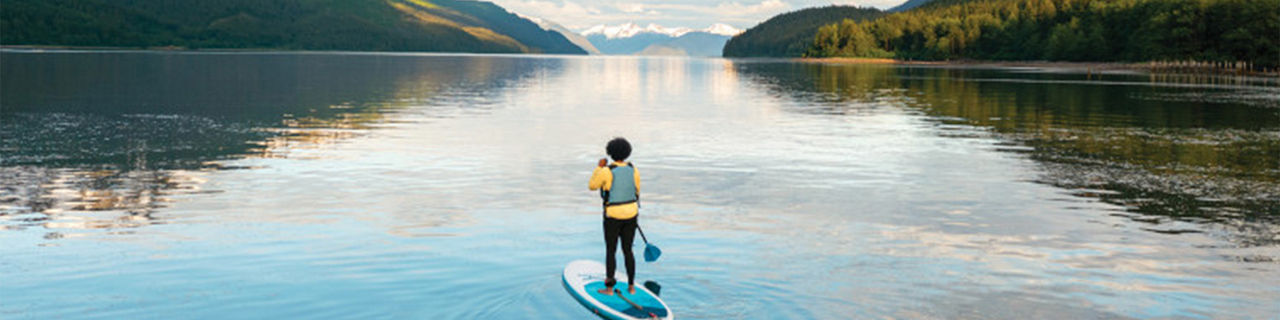 Woman paddle boarding