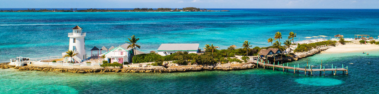 Aerial of the Pearl Island Lighthouse, Nassau, Bahamas