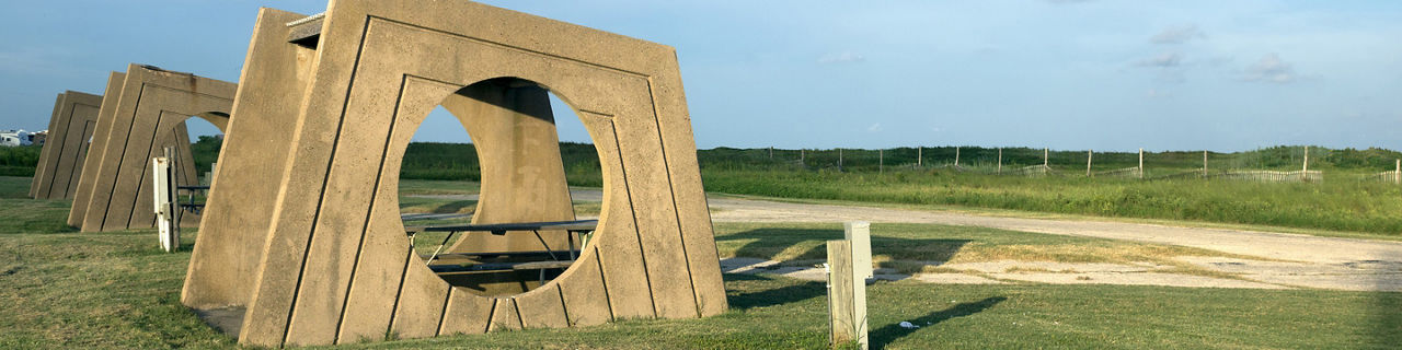 Beach camping areas in Galveston Island State Park. Galveston