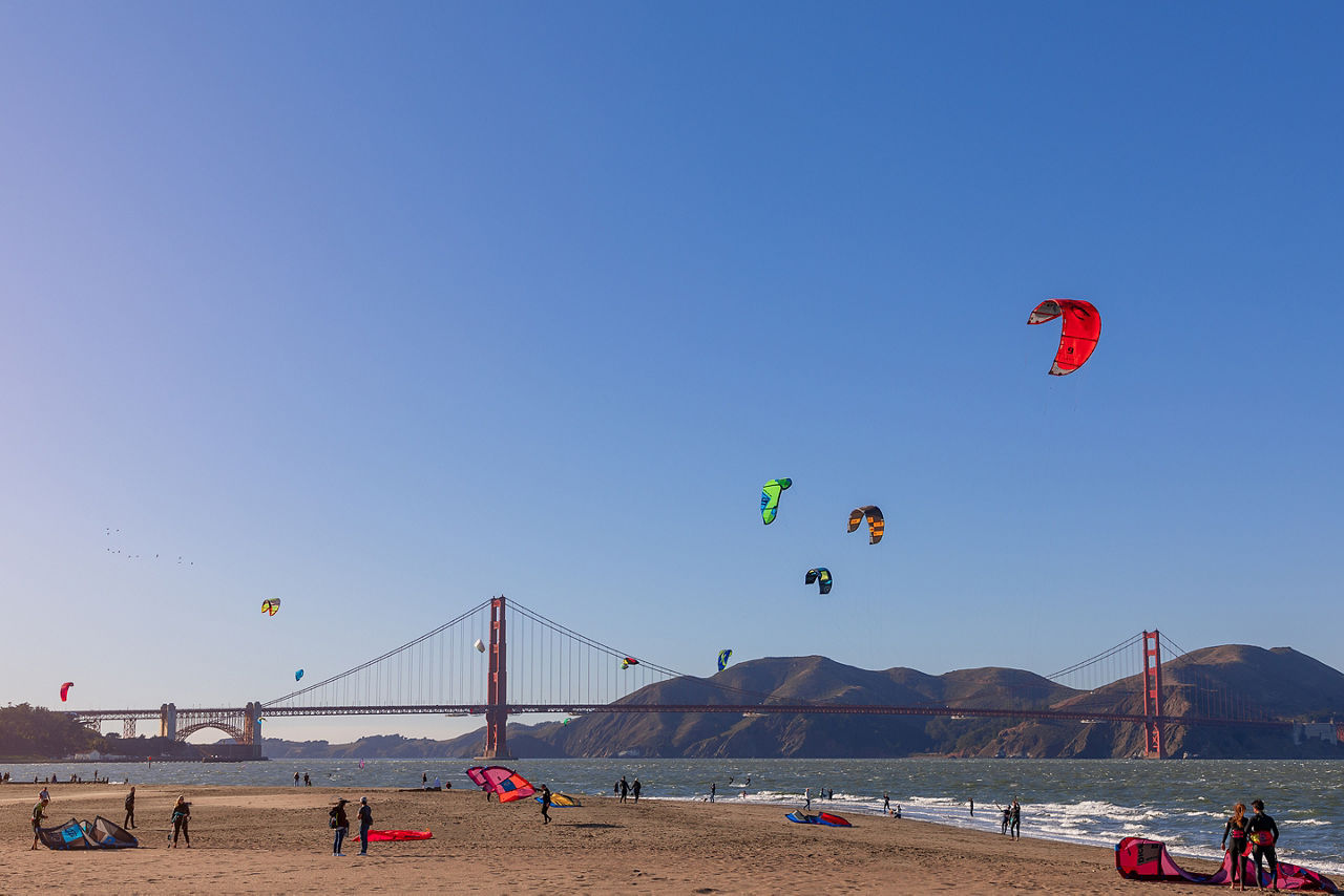 Beautiful view of San Francisco Crissy Field beach 