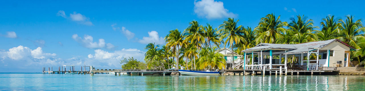 View of the small tropical island of Belize Cayes. Belize