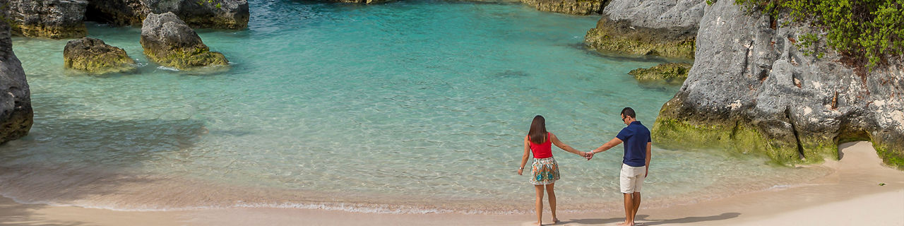 Couple of a Romantic Beach Stroll, Bermuda