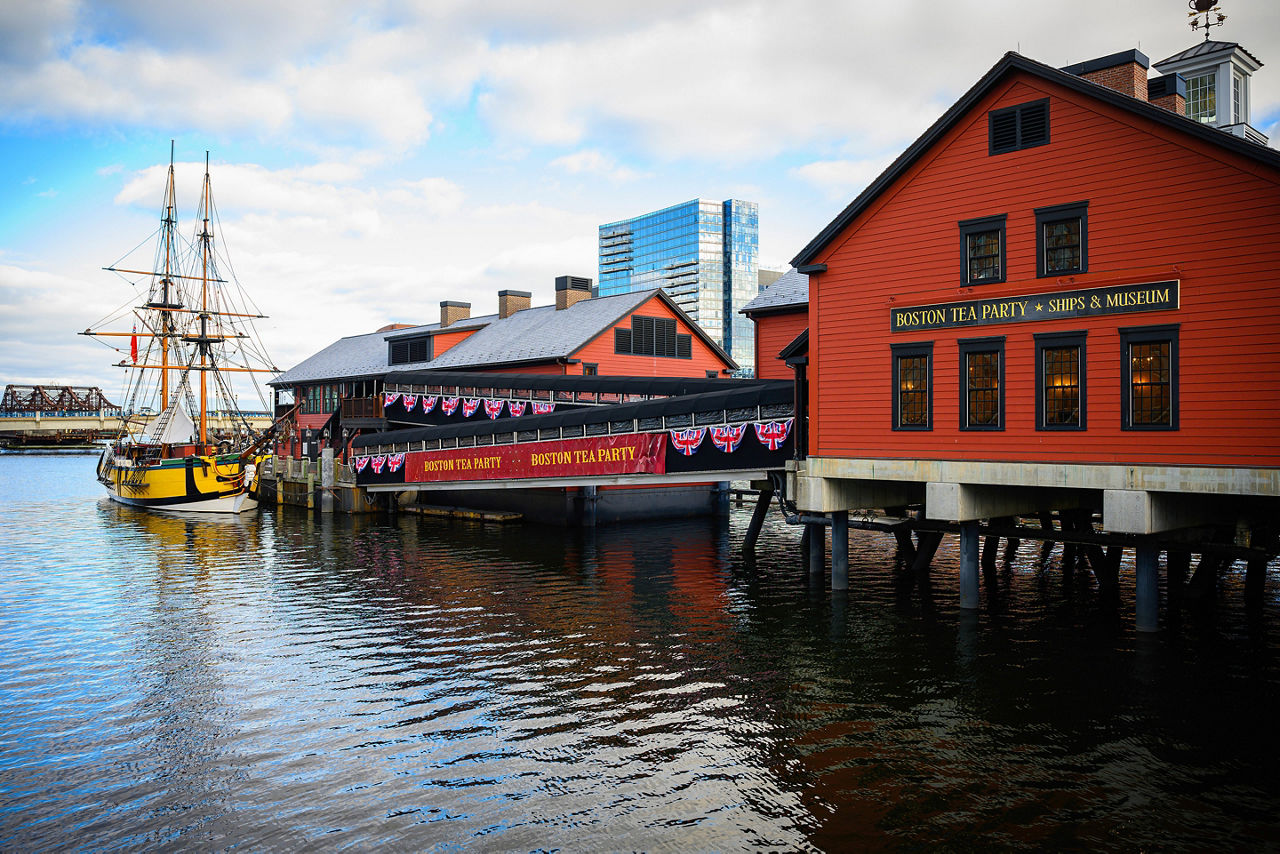 Boston Harbor Seascape with Tea Party Ships