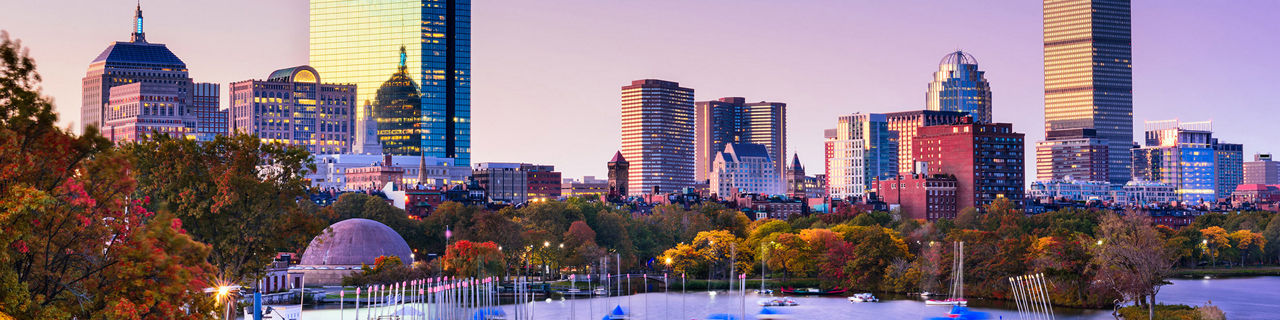 Skyline of Dock during Sunset, Boston, Massachusetts