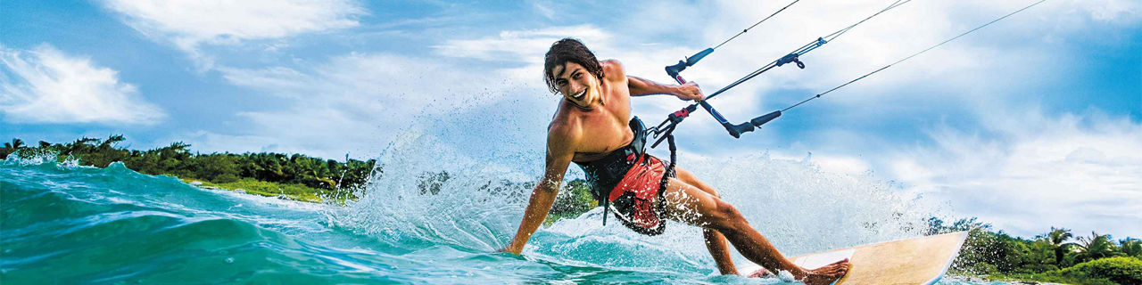 Man Kiteboarding on the Beaches, Cozumel, Mexico