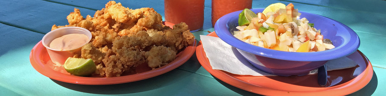 Cracked conch and conch salad