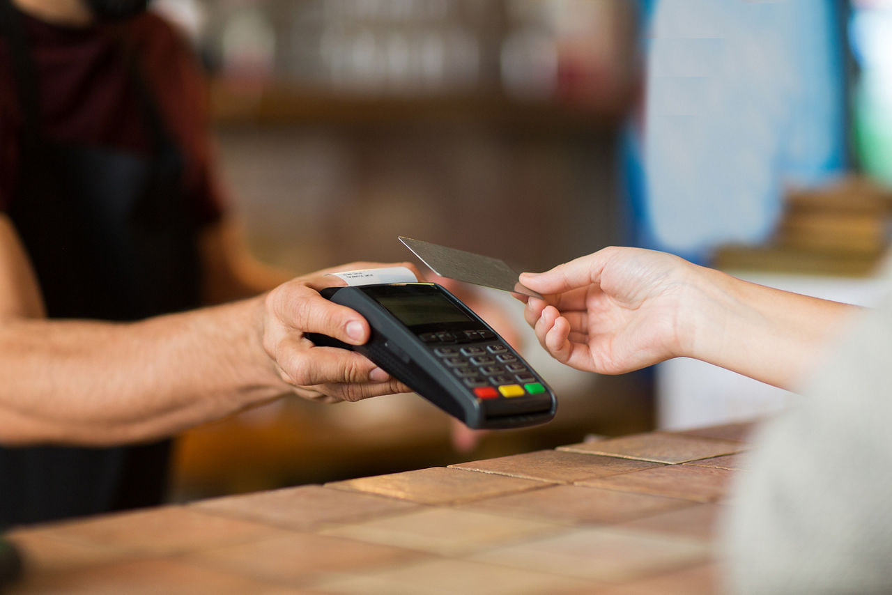 Tapping a credit card in the machine