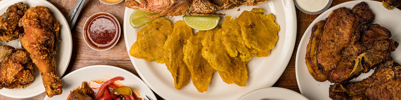 Dominican food flat lay