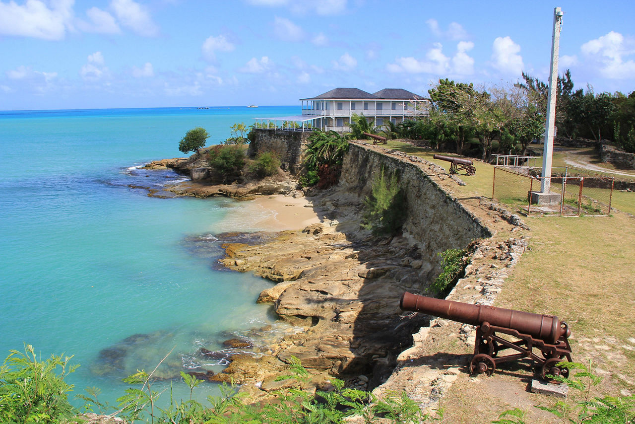 British Fort James was built to guard St. John's Harbour in Antigua and Barbuda in the Caribbean.