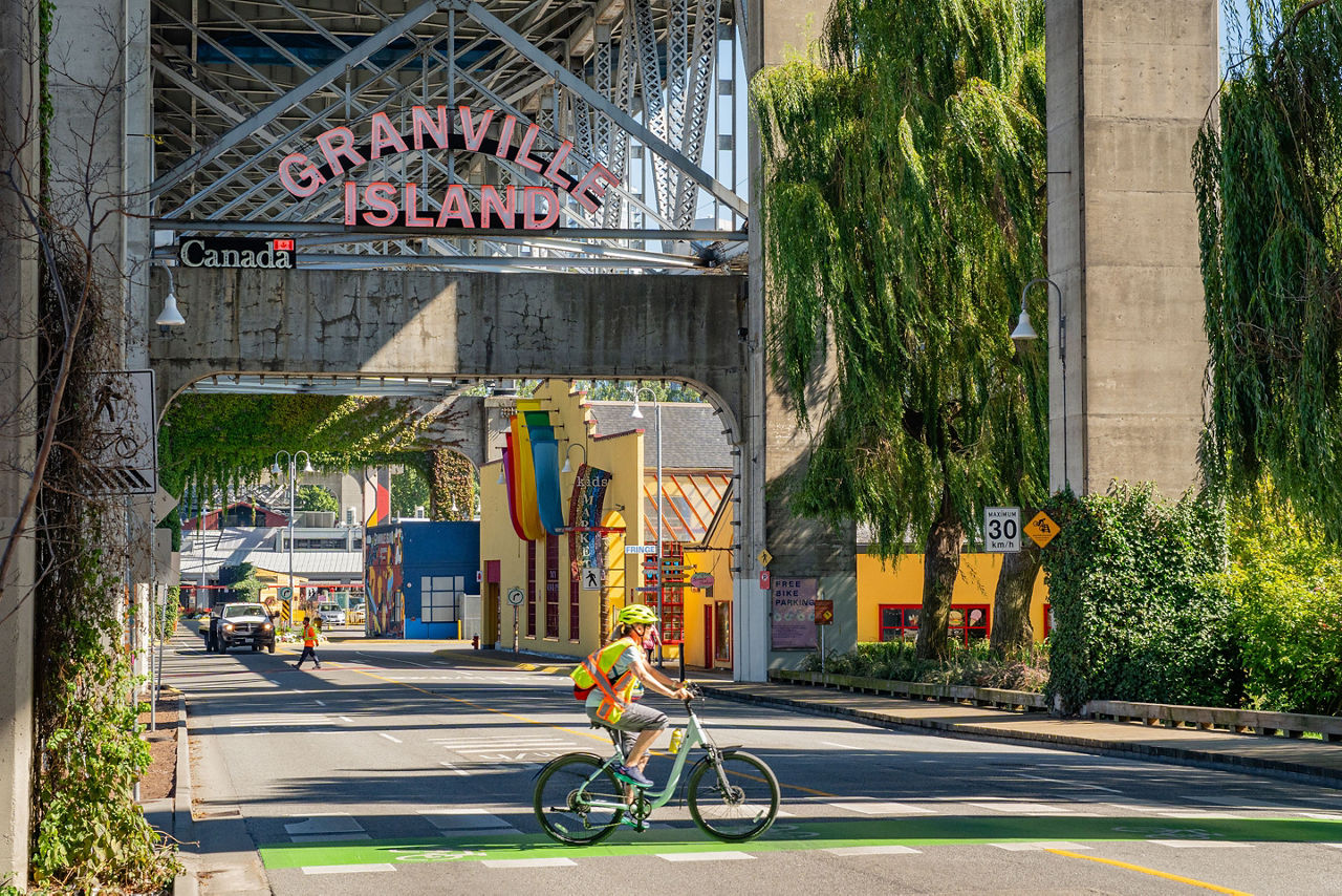 Granville Island sign, Vancouver, BC, Canada. 