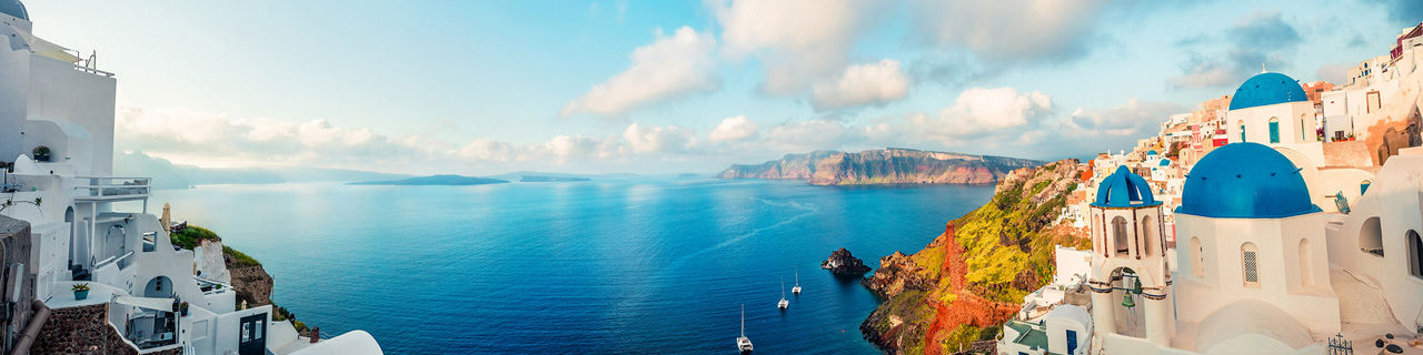 Greece Santorini Island Sunny Morning