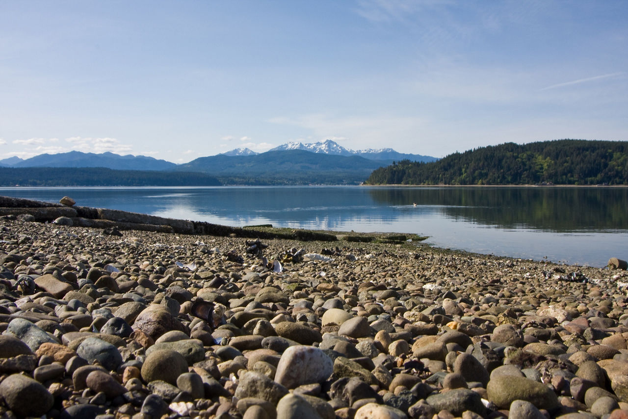 Photo of the Hood Canal in Washington State with Olympic Mountains in background