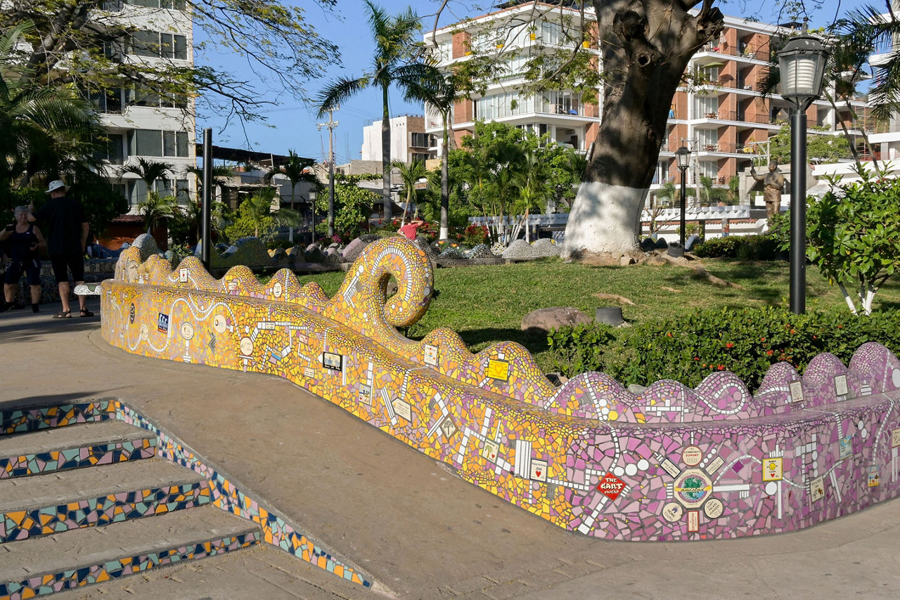 Lazaro Cardenas park in Puerto Vallarta, which is also known as the Mosaic Tile Park