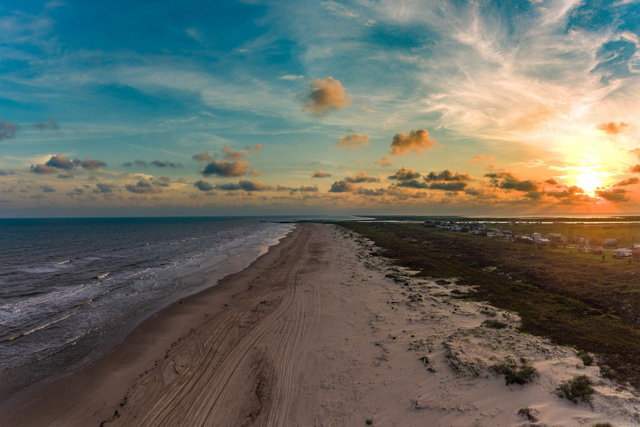 Matagorda Bay, Texas. Beach sunset