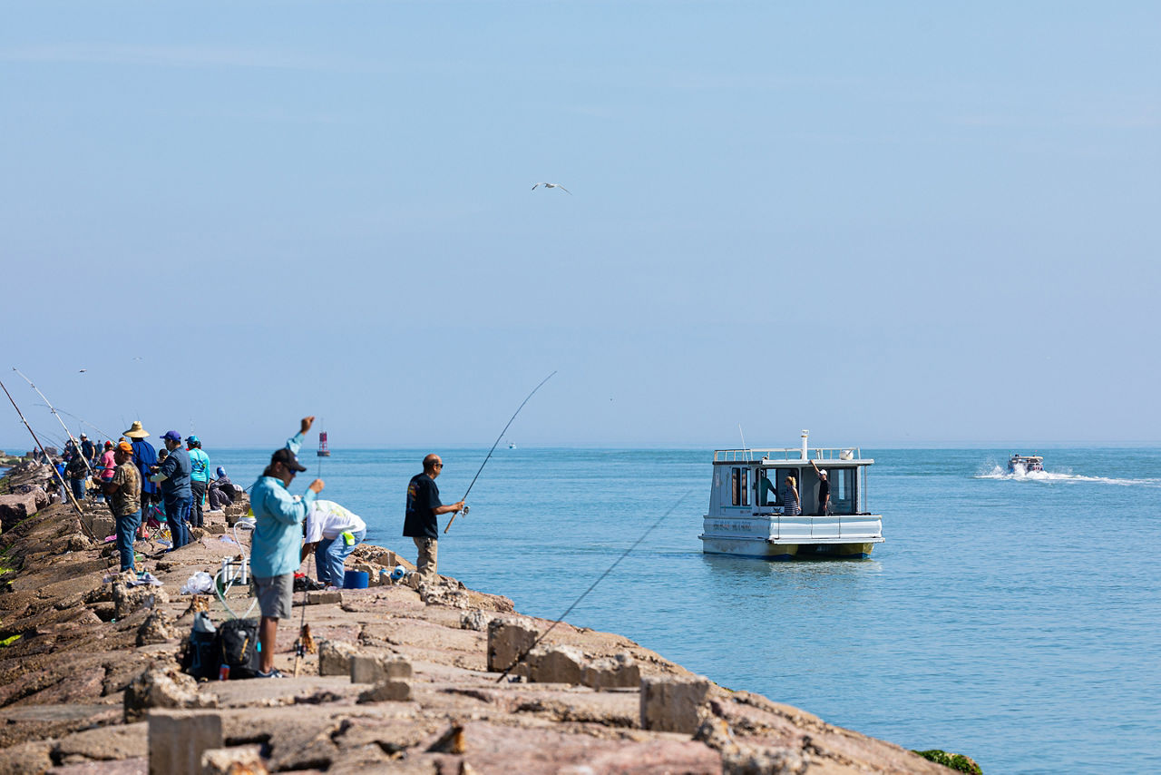 People fishing at South Padre Island, Texas