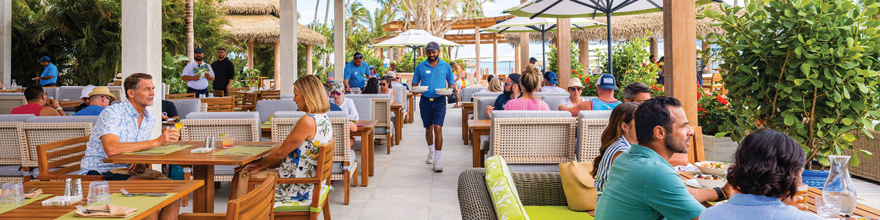 Coco Beach Club Waiter Serving Lunch, Perfect Day at Coco Cay