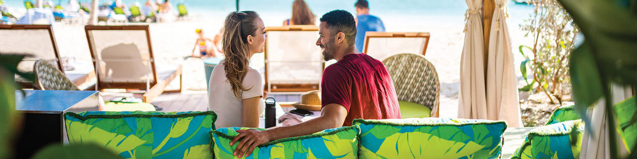 Coco Beach Club Beach Cabana Couple Lounging, Perfect Day at Coco Cay