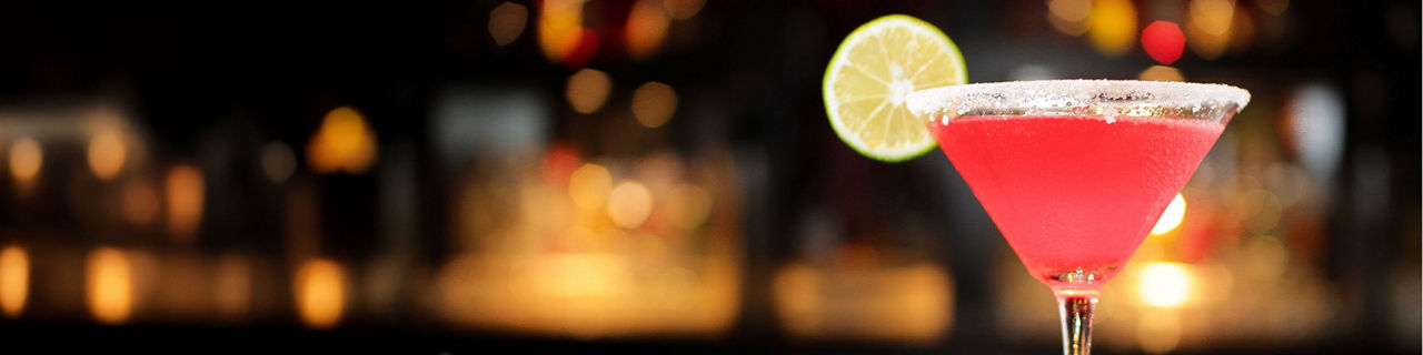 Closeup of a refreshing pink cranberry margarita