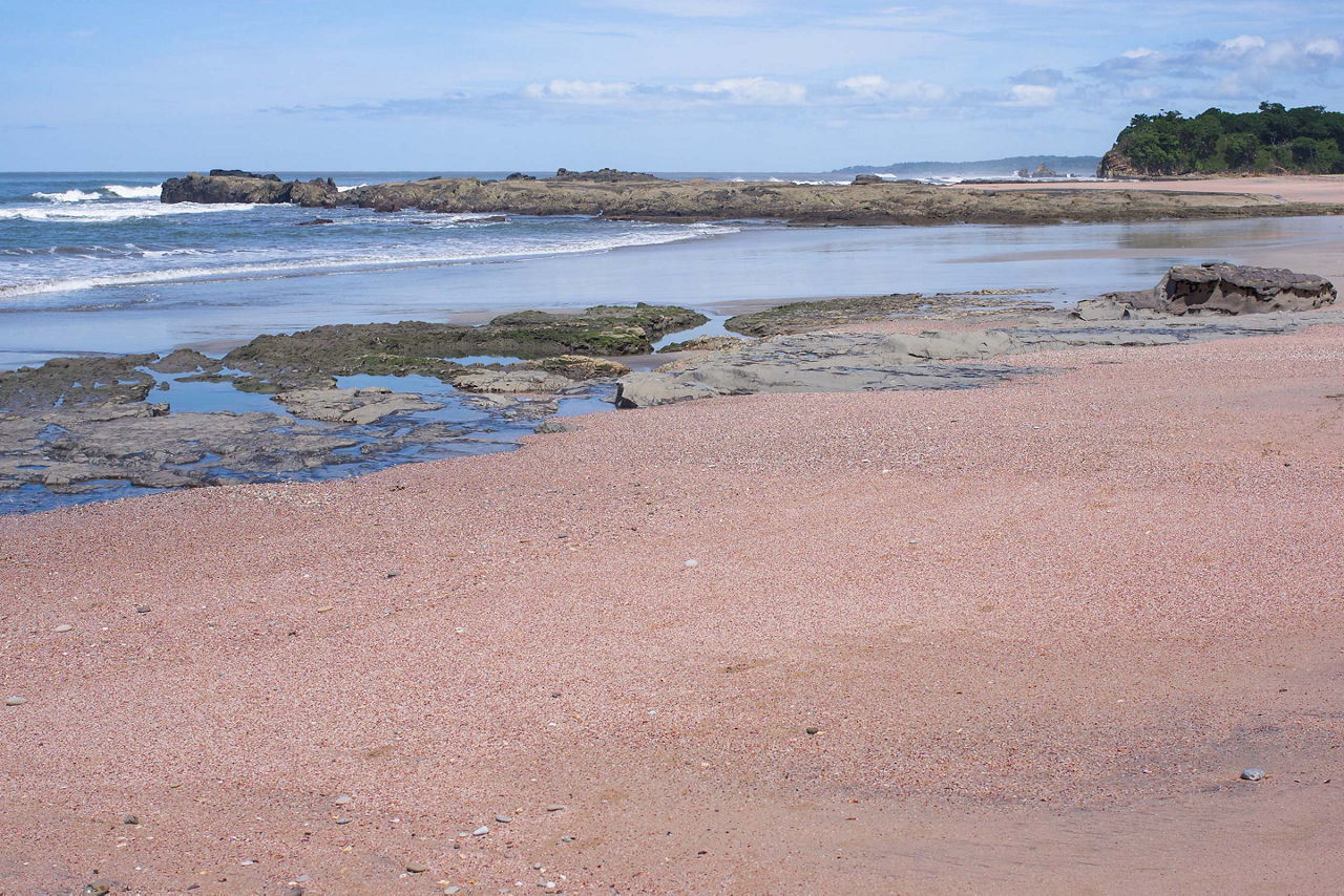 Pink sand beach at Costa Rica