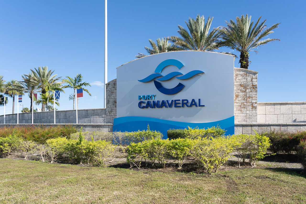Port Canaveral sign in Cape Canaveral, Fl, USA.