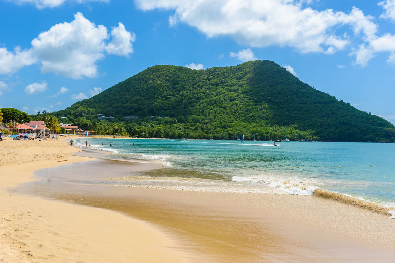 Reduit Beach - Tropical coast on the Caribbean island of St. Lucia. 
