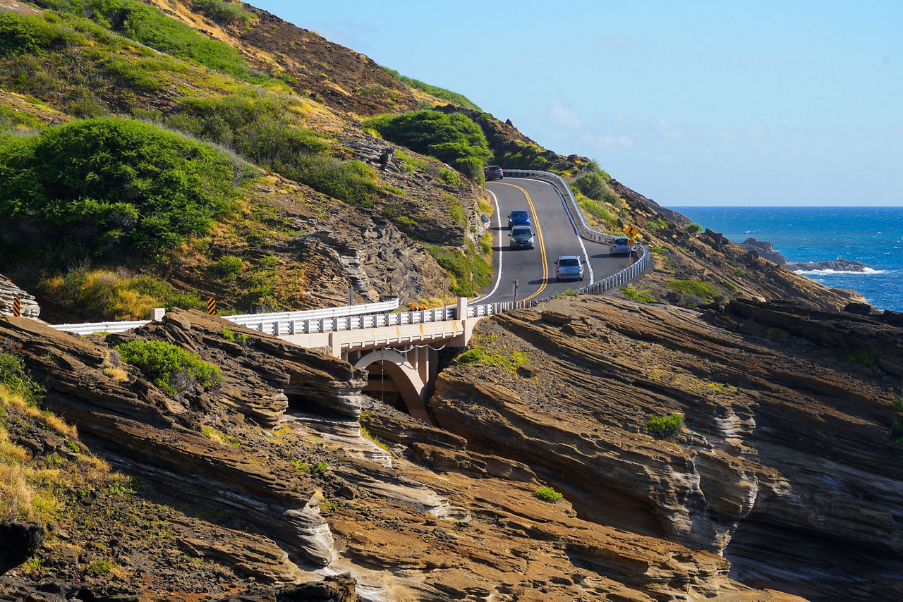 Road bridge along the Kalaniana'ole Highway 