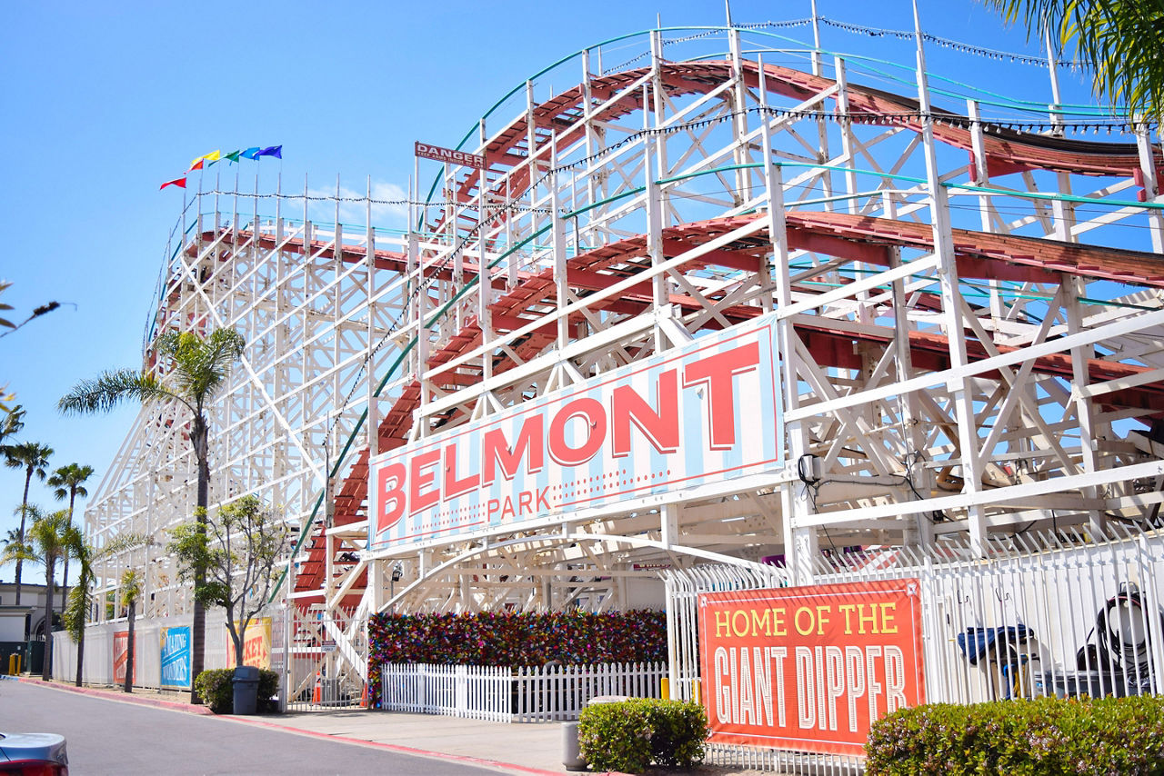 A roller coaster of Belmont Park, Mission Beach, San Diego, CA