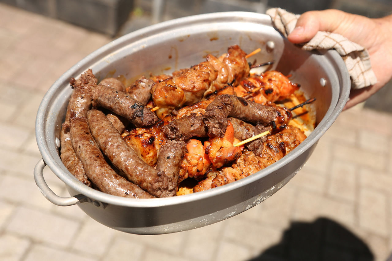 South African Braai meat inside an aluminium container. 