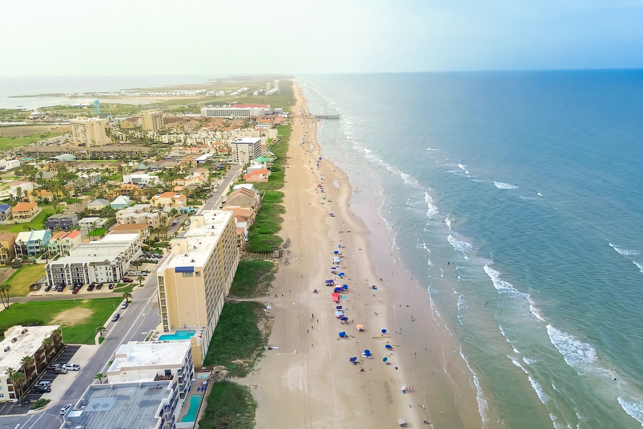  South Padre Island tropical beach aerial