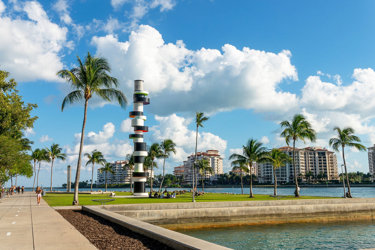 View of South Pointe Park in South Beach, Miami Beach, Florida