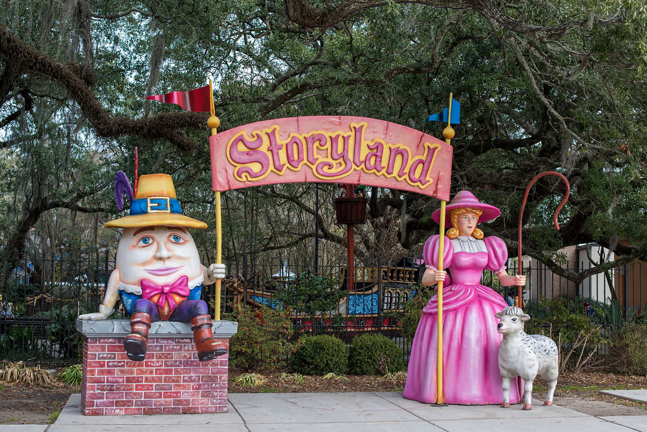The sculpture arch at the entrance to the children's playground, Storyland